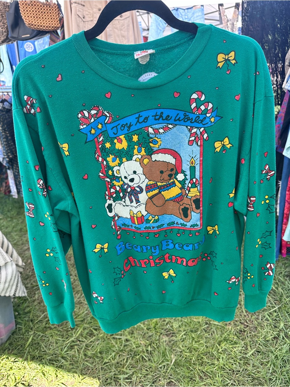 Vintage Green 'Beary Bear Christmas' Holiday Sweater